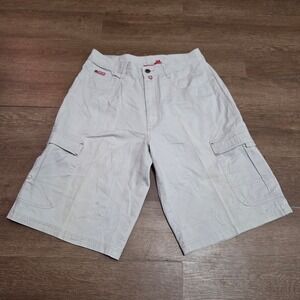 Vintage Ecko Unltd Mens Cargo Shorts Beige Cotton Utility Multi Pocket Size 32